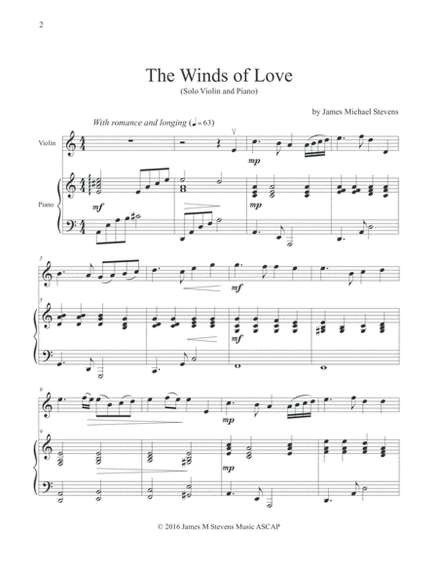 The Winds of Love - Solo Violin & Piano image number null