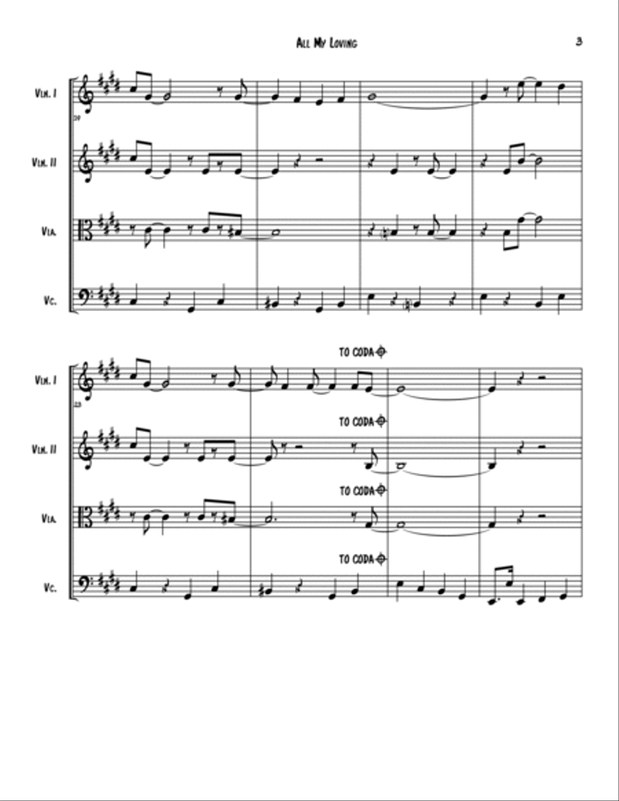 All My Loving All My Loving String Quartet scores gallery preview page 3