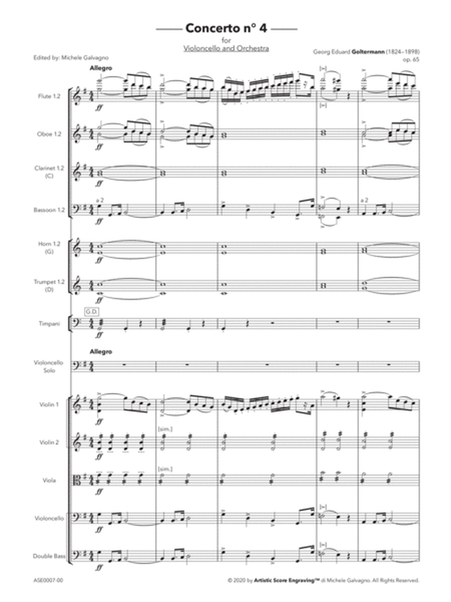 Cello Concerto n° 4, op. 65 in G major - Critical Edition - Score & Parts