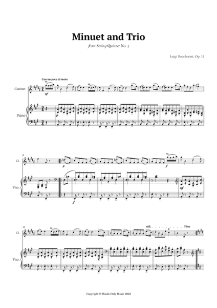 Minuet by Boccherini for Clarinet in Original Key image number null
