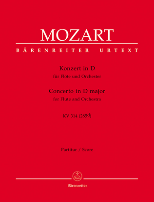 Book cover for Concerto for Flute and Orchestra D major, KV 314 (285d)