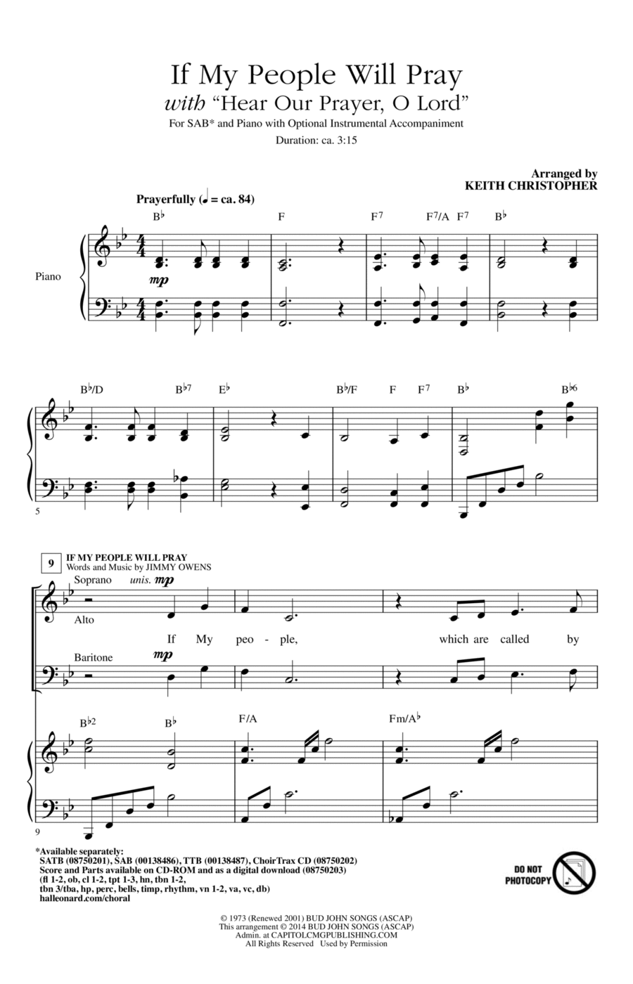 Hear Our Prayer, O Lord 3-Part scores gallery preview page 1