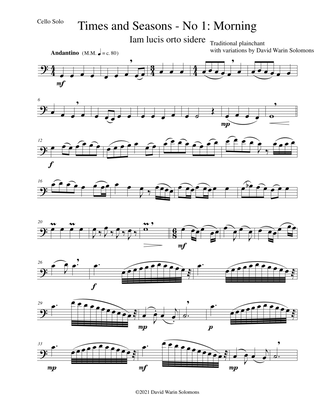 Times and Seasons for cello solo No 1: Morning