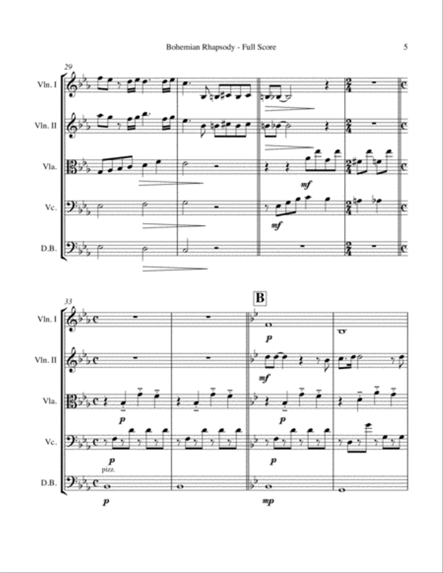 Bohemian Rhapsody String Quintet scores gallery preview page 5