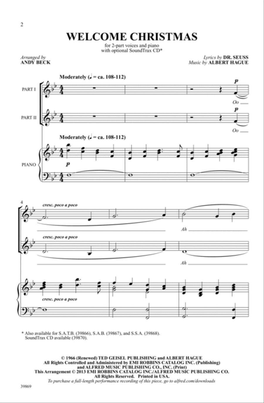 Welcome Christmas (from How the Grinch Stole Christmas) Choir scores gallery preview page 1