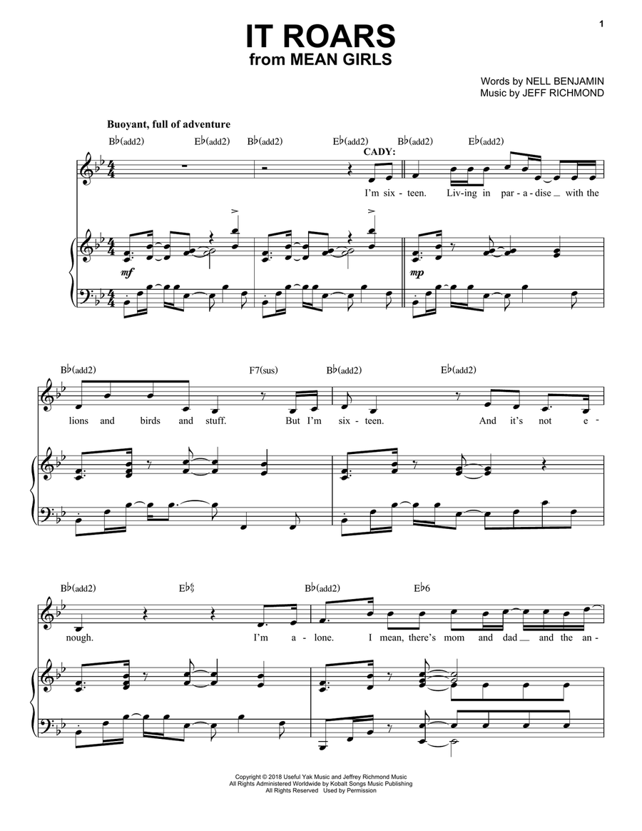 It Roars (from Mean Girls: The Broadway Musical) Voice scores gallery preview page 1