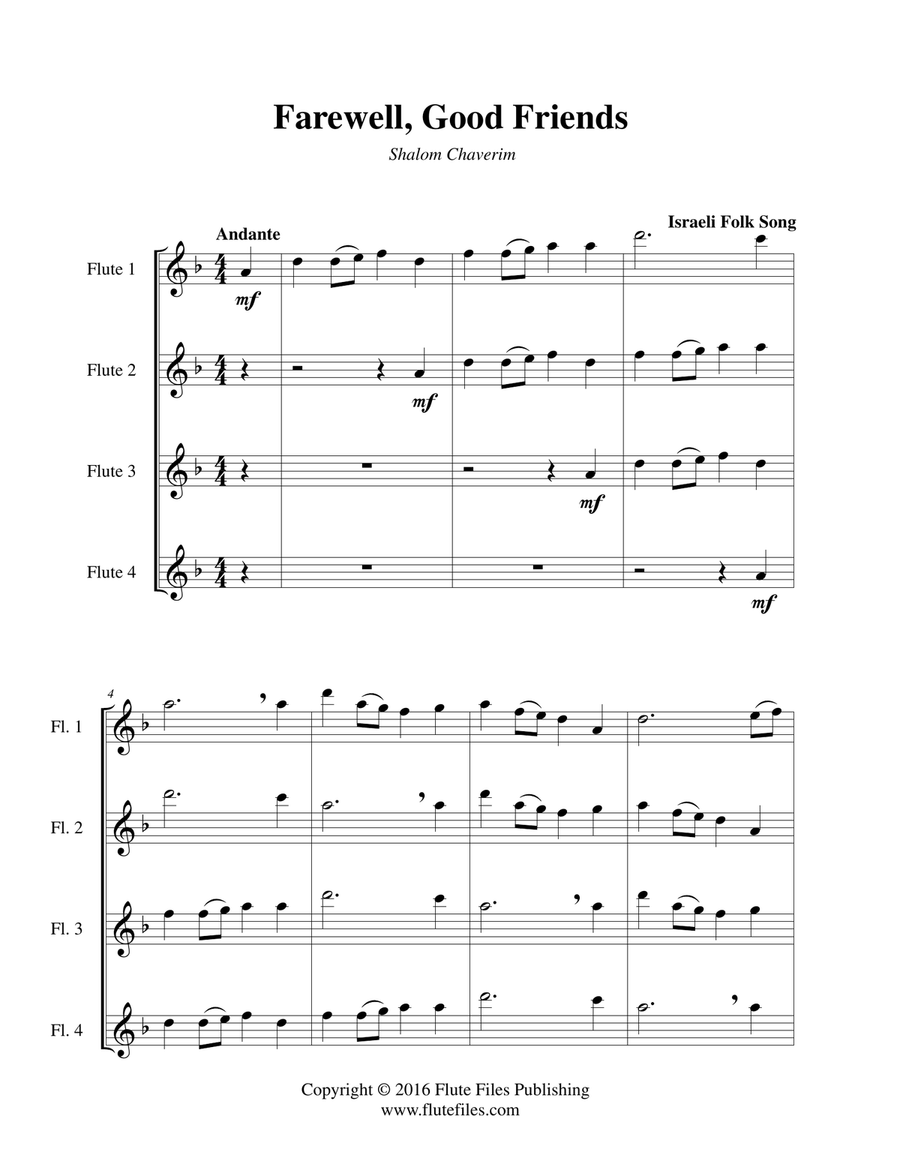 Farewell, Good Friends - Flute Quartet Flute Quartet scores gallery preview page 3