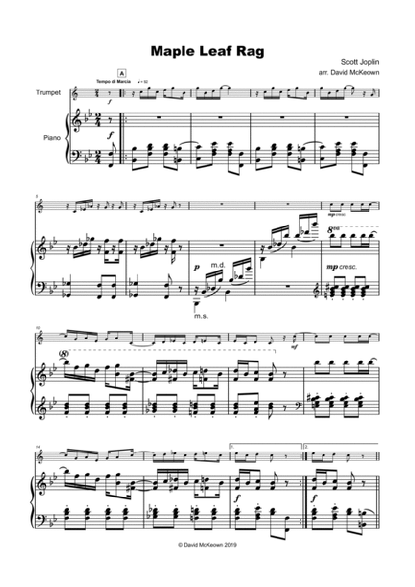 Maple Leaf Rag, by Scott Joplin, for Trumpet and Piano