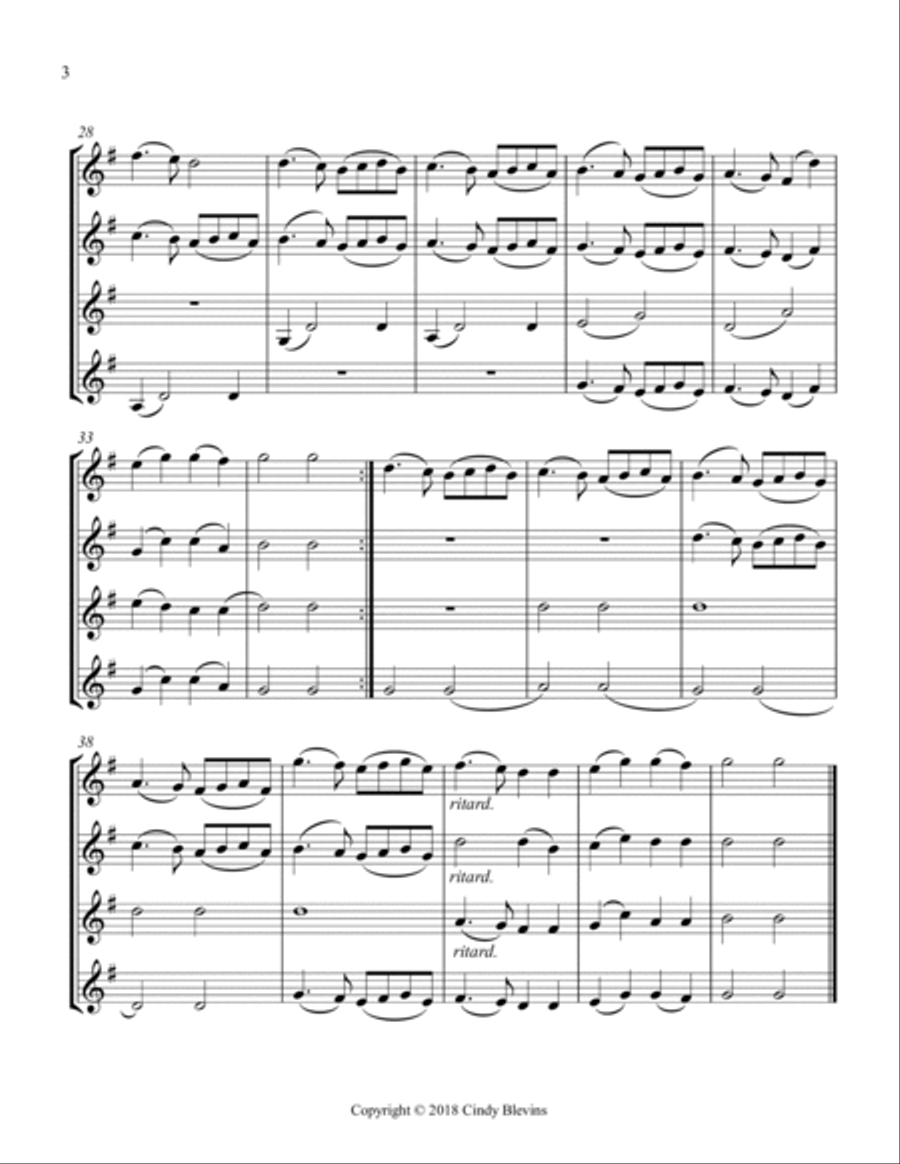 Ding Dong! Merrily On High, for Clarinet Quartet Clarinet Quartet scores gallery preview page 4