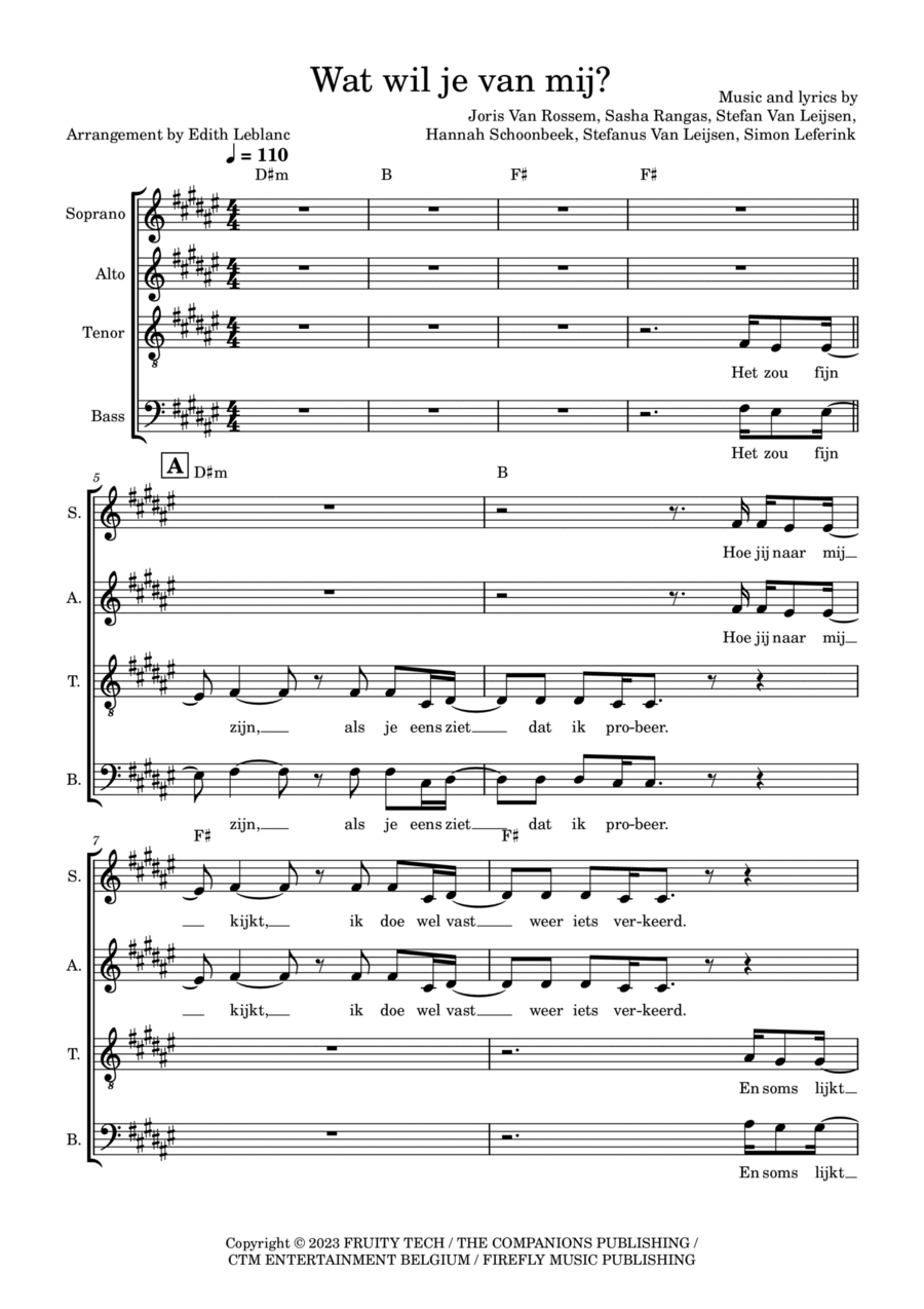 Wat Wil Je Van Mij 4-Part scores gallery preview page 1