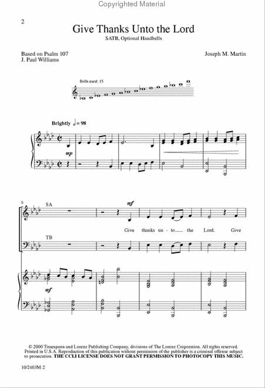Give Thanks Unto the Lord 4-Part scores gallery preview page 2