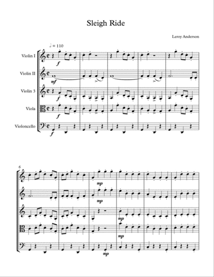 Silent Night String Quartet Score and Parts String Quartet scores gallery preview page 1