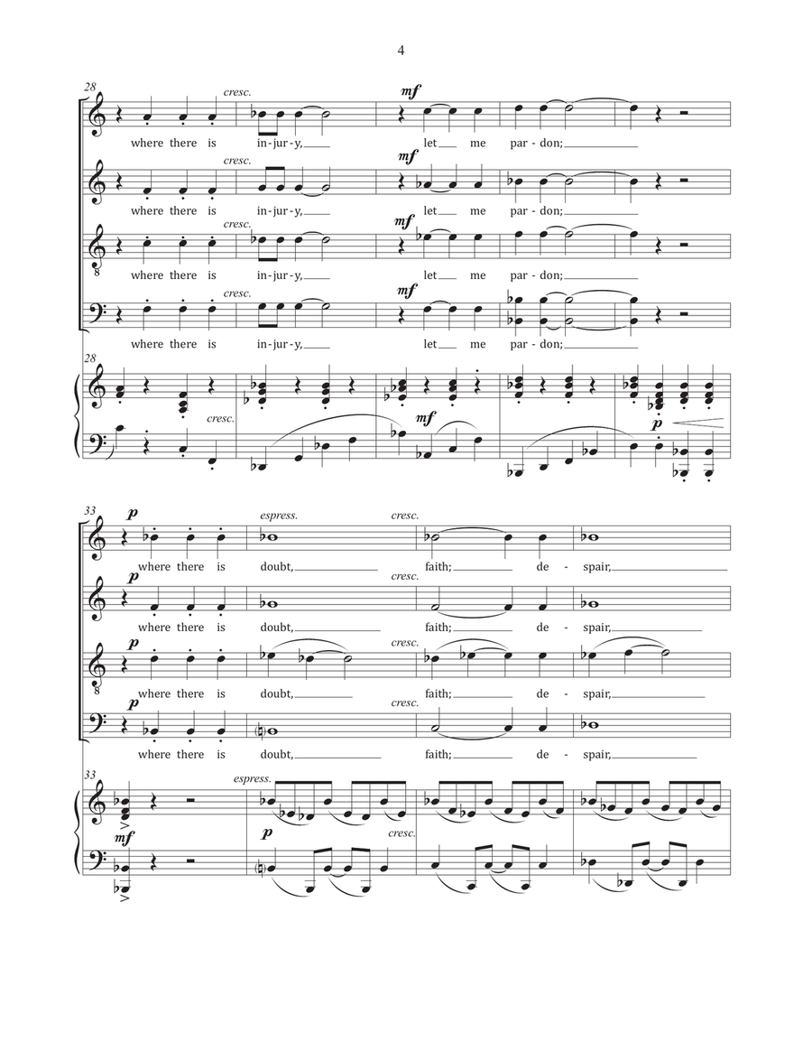Prayer of Saint Francis, SATB & Piano 4-Part scores gallery preview page 4
