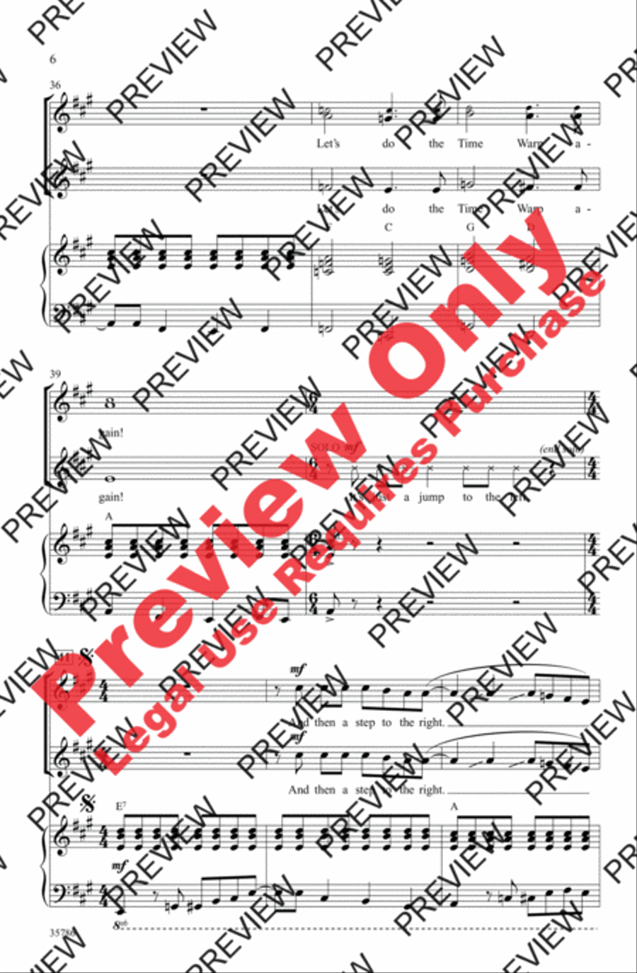 The Time Warp (from The Rocky Horror Picture Show) 2-Part scores gallery preview page 6