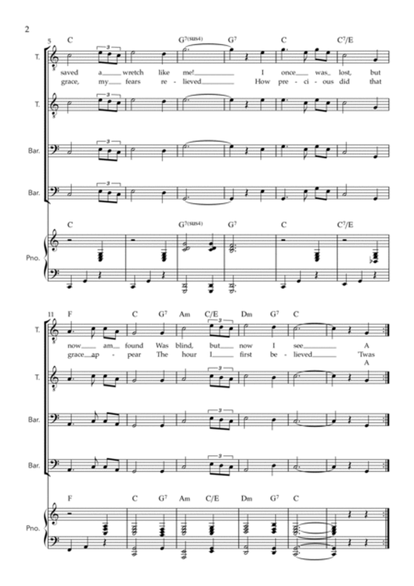 Amazing Grace (for Choral - TTBB with Easy Piano image number null
