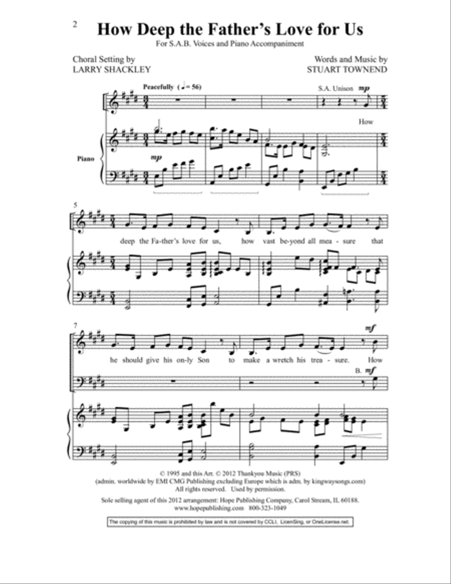 How Deep the Father's Love for Us 3-Part scores gallery preview page 2