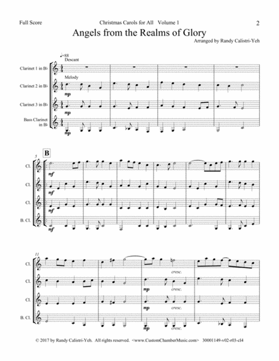 Christmas Carols for All, Volume 1 (for Clarinet Quartet)