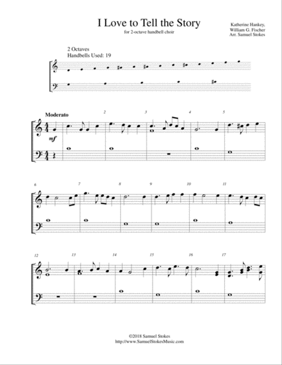 I Love to Tell the Story - for 2-octave handbell choir 2-Octaves scores gallery preview page 1