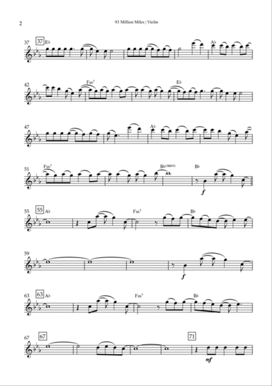 93 Million Miles Violin Solo scores gallery preview page 2