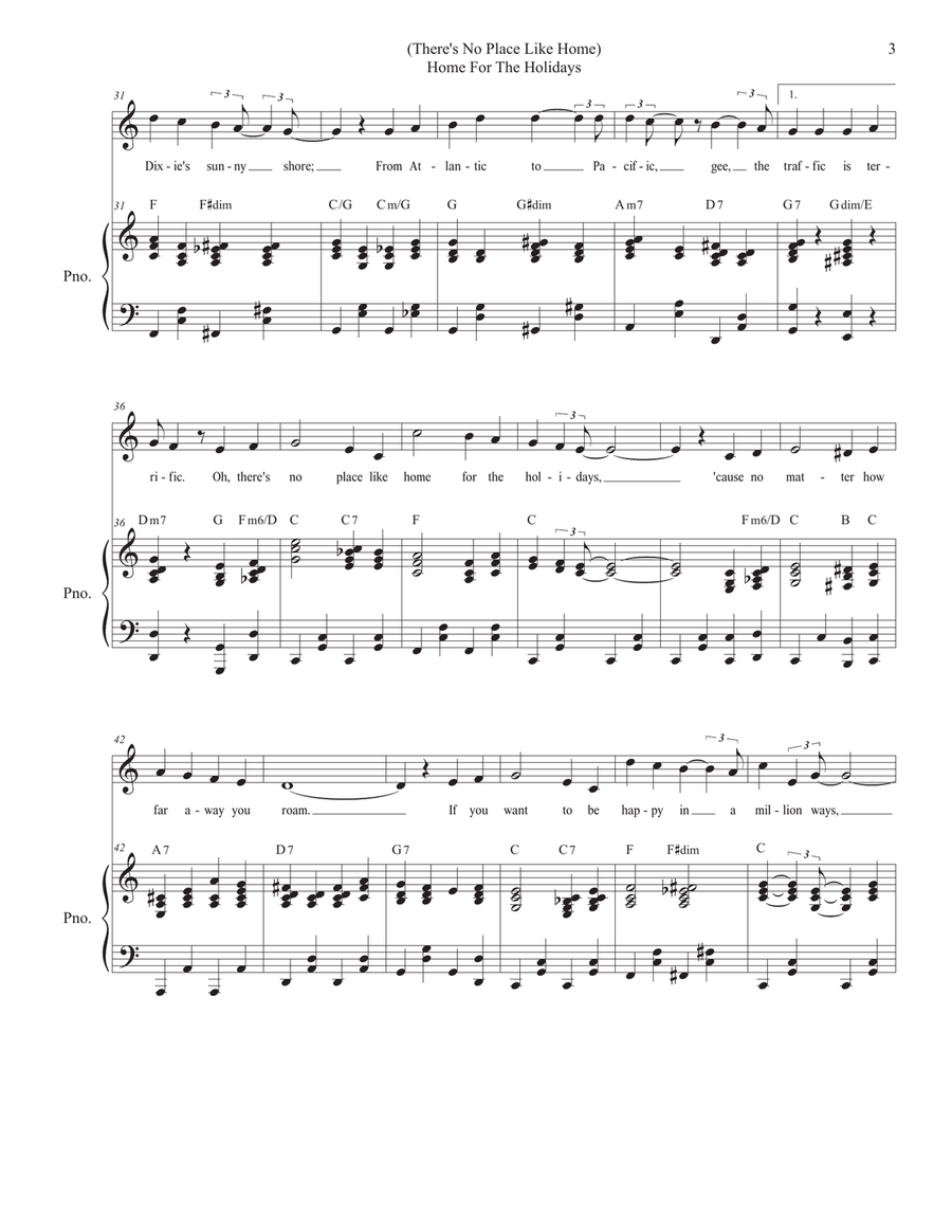 (there's No Place Like) Home For The Holidays Piano, Vocal scores gallery preview page 3