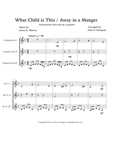 Christmas Medley (What Child is This / Away in a Manger): Clarinet Trio image number null