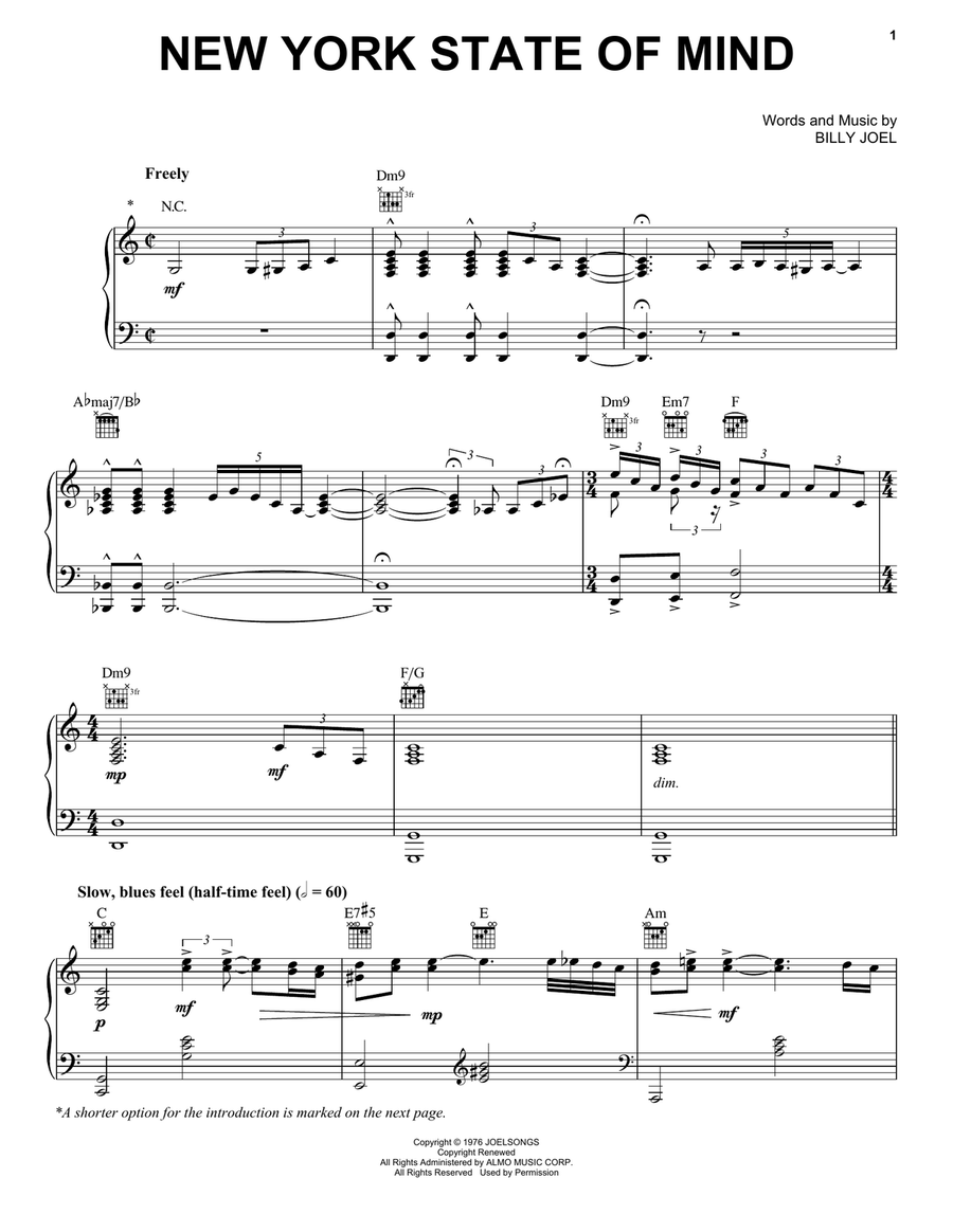 New York State Of Mind Acoustic Guitar scores gallery preview page 1