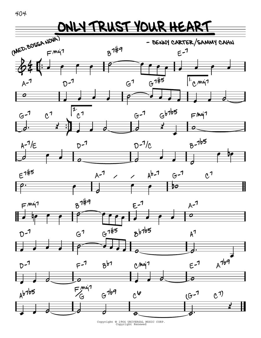 Only Trust Your Heart Piano scores gallery preview page 1