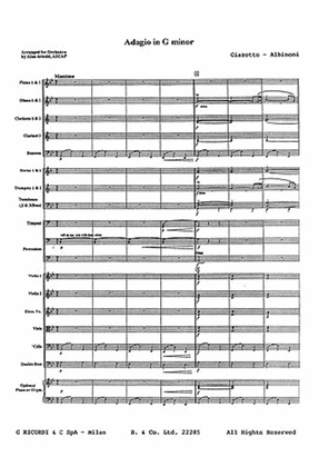 Book cover for Adagio In G Minor (Score And Parts)