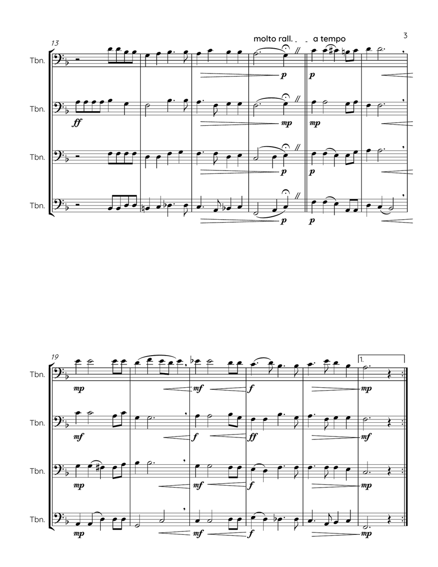 My Lord! What a Mourning - trombone quartet Trombone Quartet scores gallery preview page 3
