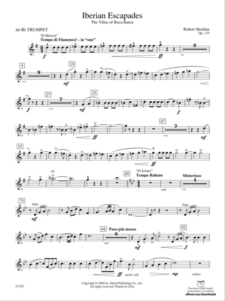 Iberian Escapades: 1st B-flat Trumpet Concert Band scores gallery preview page 1