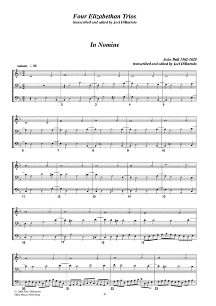 Four Elizabethan Trios, transcribed and edited by Joel DiBarto