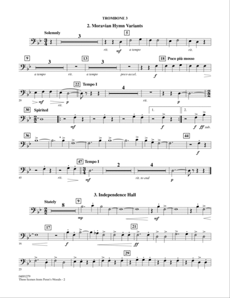 Three Scenes From Penn's Woods - Trombone 3 Concert Band scores gallery preview page 2