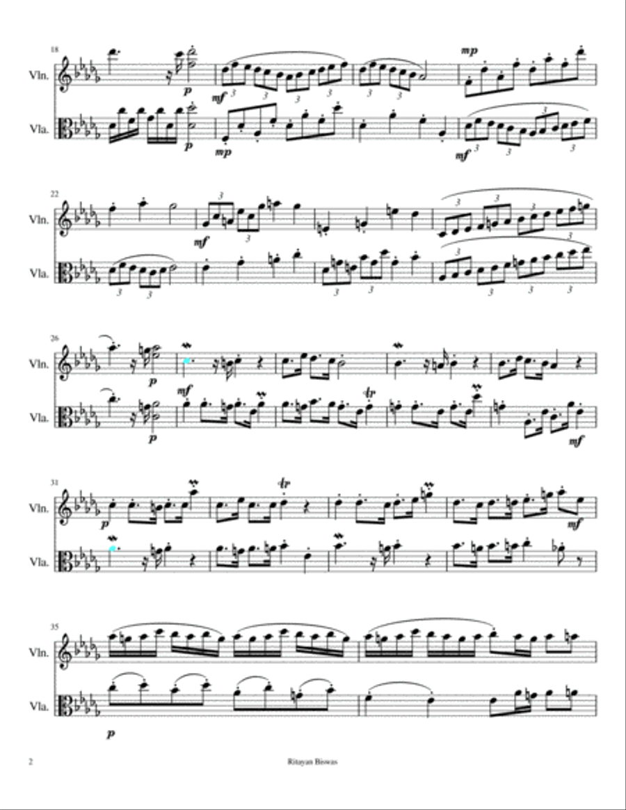 For Violin and Viola in D flat Major Experiment 3 String Duet scores gallery preview page 2