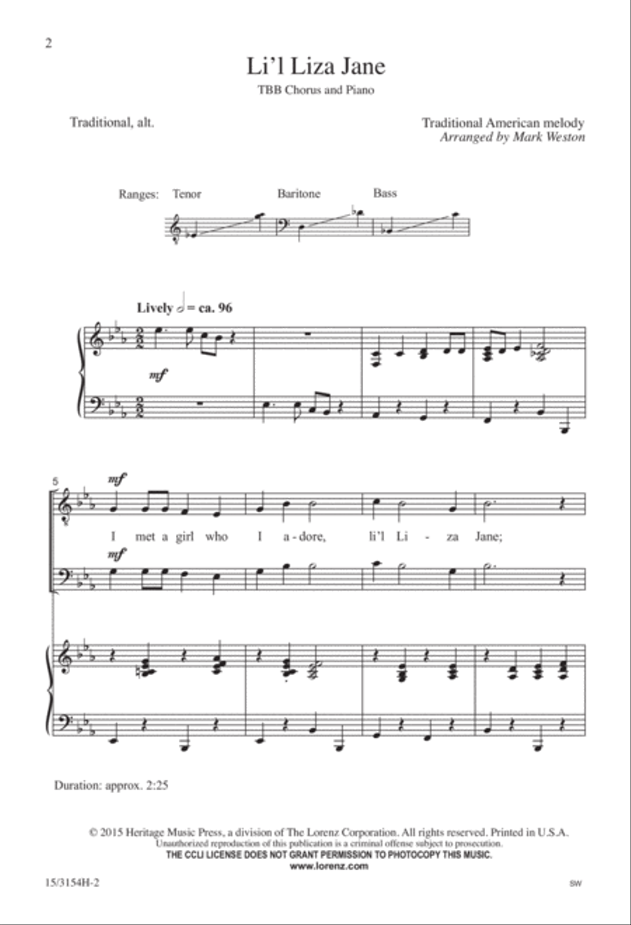 Li'l Liza Jane TTB scores gallery preview page 2