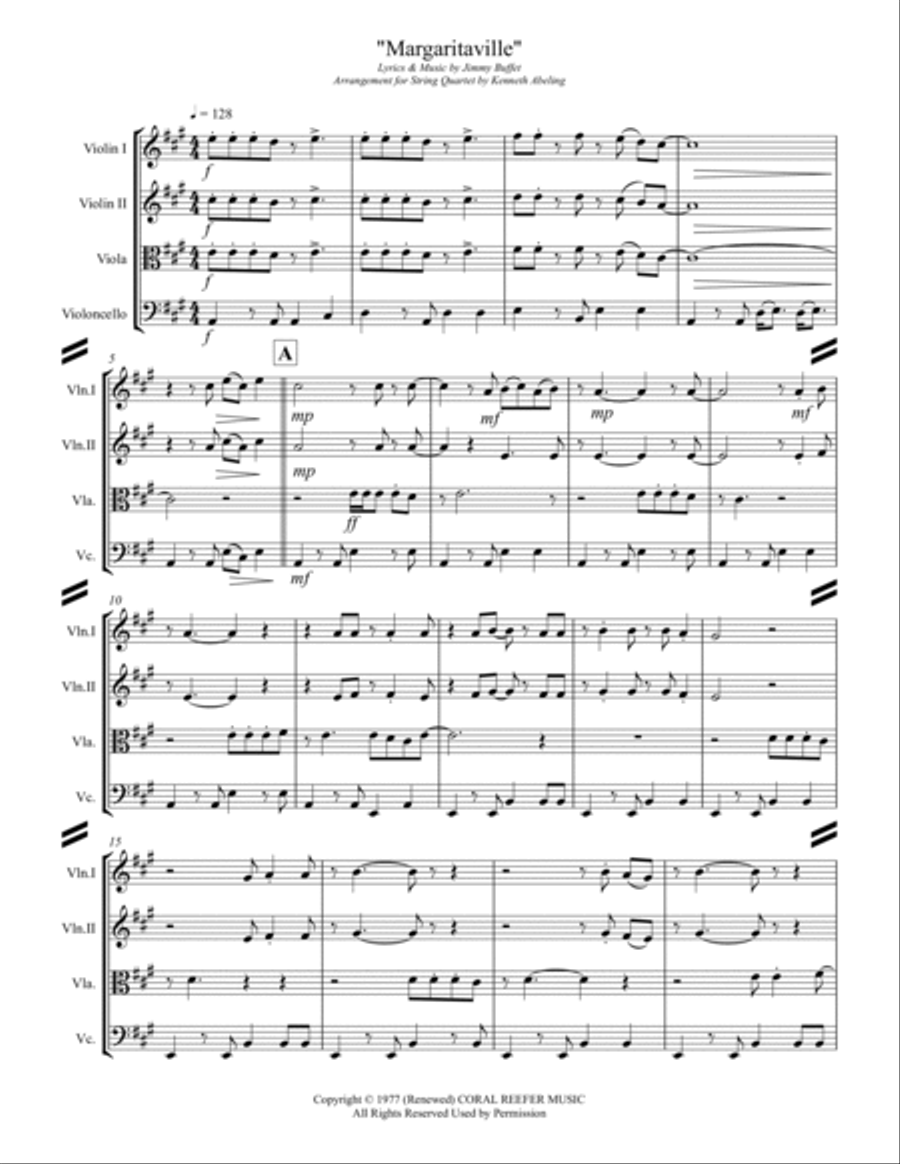 Margaritaville String Quartet scores gallery preview page 2