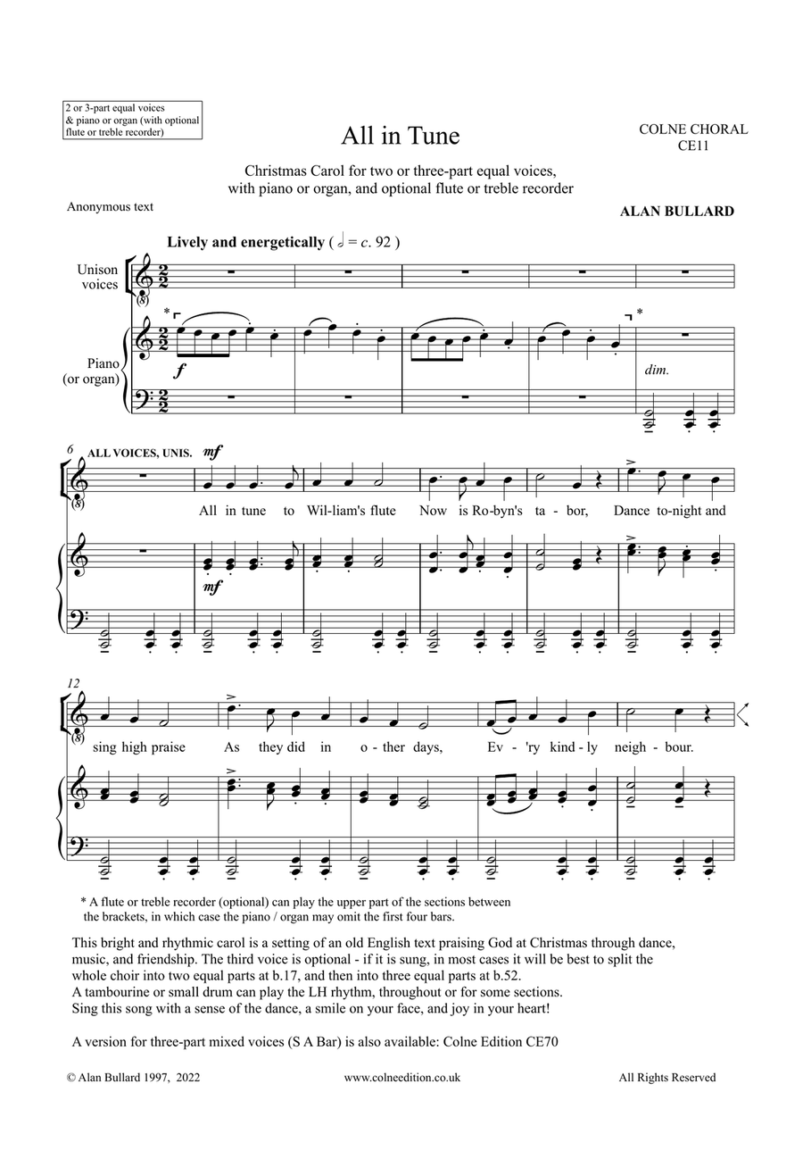 All in Tune: Christmas Carol for equal voices in two or three parts 3-Part scores gallery preview page 2
