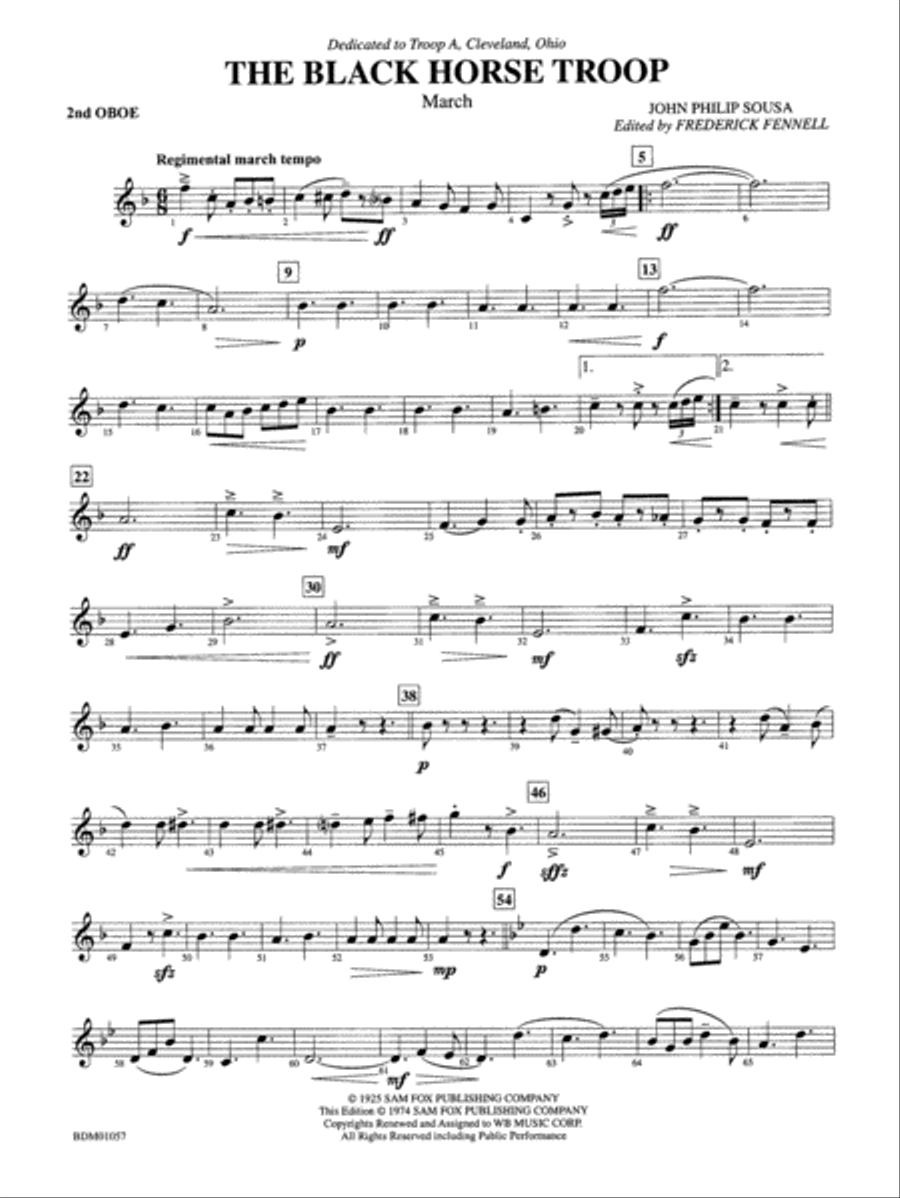 Black Horse Troop: 2nd Oboe Concert Band scores gallery preview page 1