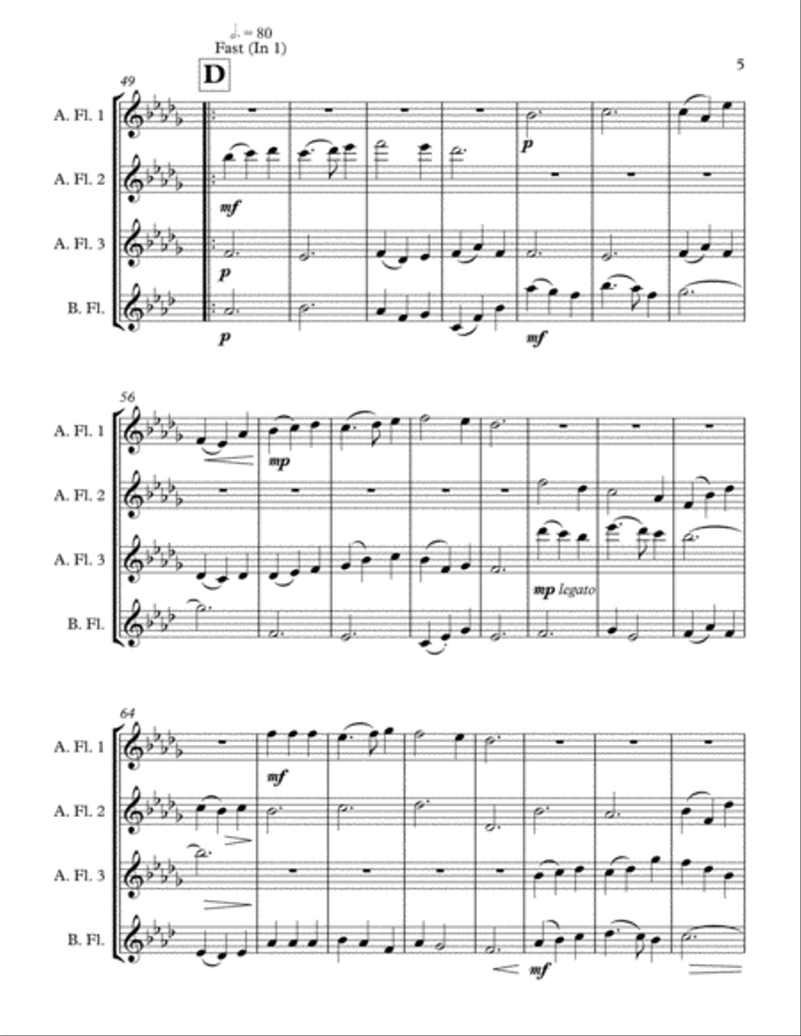 Scherzo for Low Flutes Scherzo for Low Flutes Woodwind Quartet scores gallery preview page 5