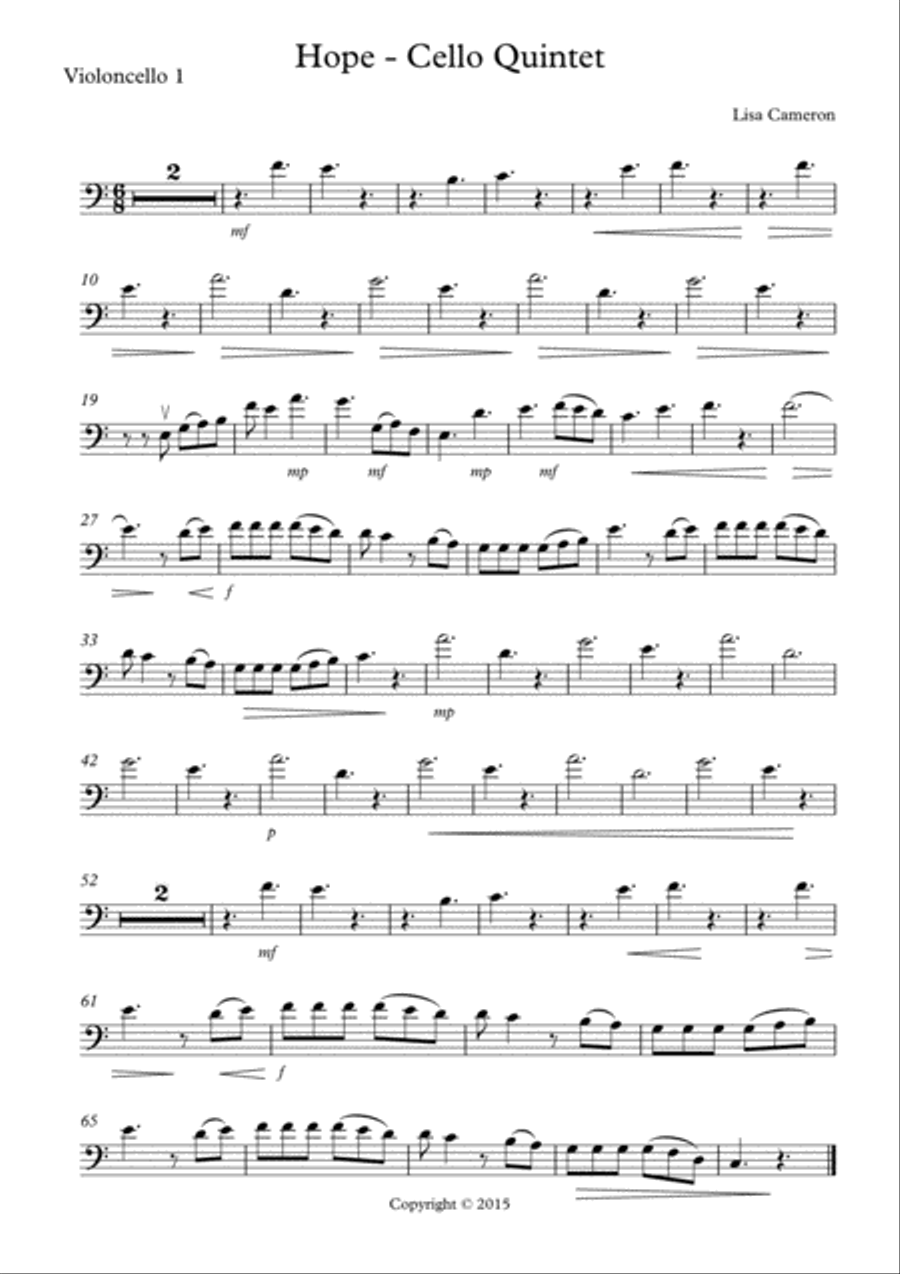 Hope - Cello Quintet String Quartet scores gallery preview page 6