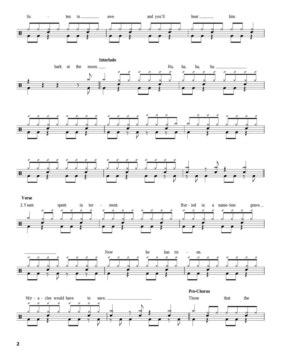 Bark At The Moon Drum Set scores gallery preview page 2