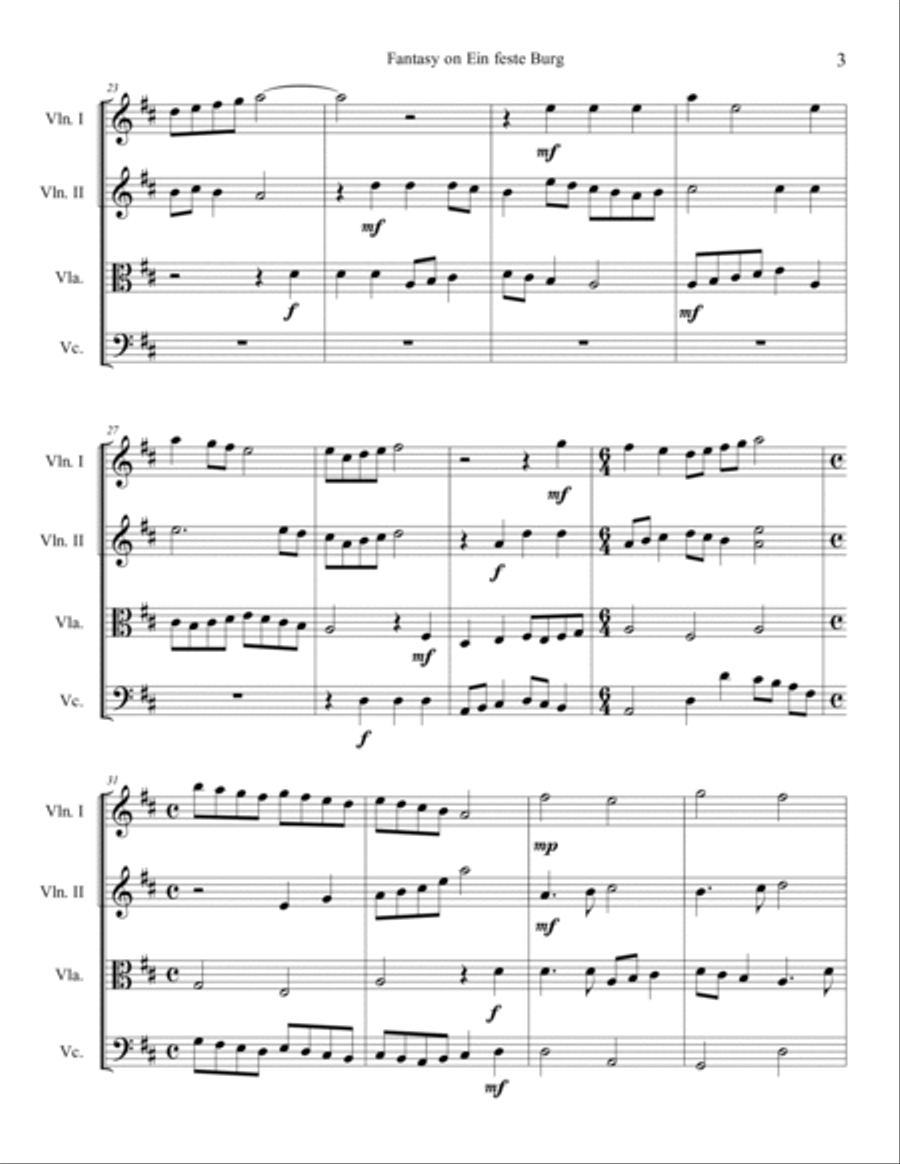 Fantasy on Ein feste Burg for String Quartet String Quartet scores gallery preview page 4