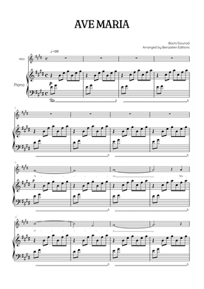 Bach / Gounod Ave Maria in E major • contralto sheet music with piano accompaniment