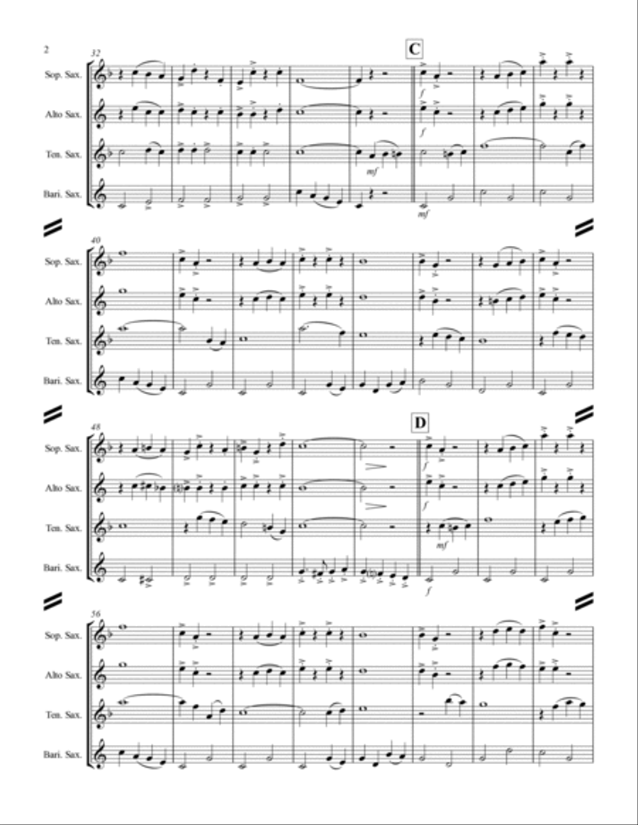 March - “Colonel Bogey” (for Saxophone Quartet SATB) Saxophone Quartet scores gallery preview page 3