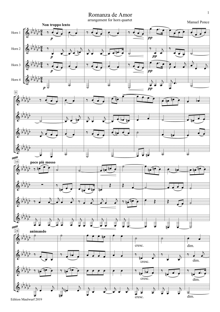 Romanza Romanza Brass Quartet scores gallery preview page 1