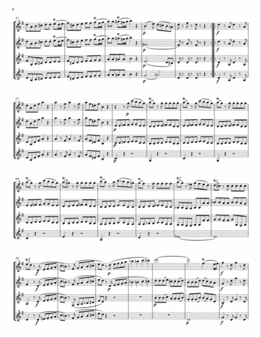 Eine Kleine Nachtmusik, K525 for Clarinet Quartet/Choir Choir scores gallery preview page 4