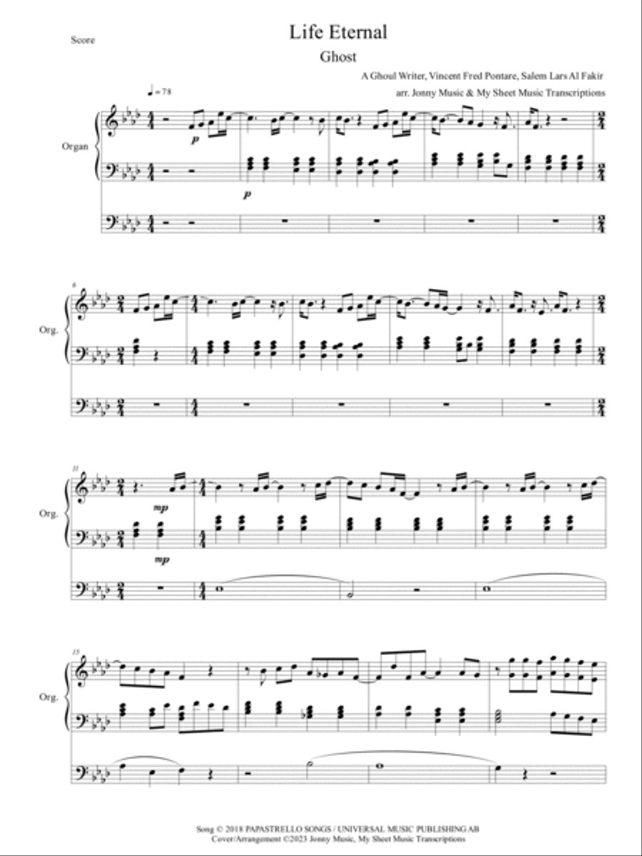 Life Eternal Organ Solo scores gallery preview page 2