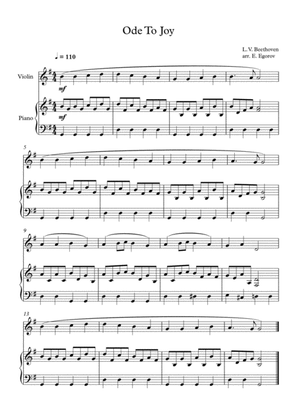 Ode To Joy, Ludwig Van Beethoven, For Violin & Piano