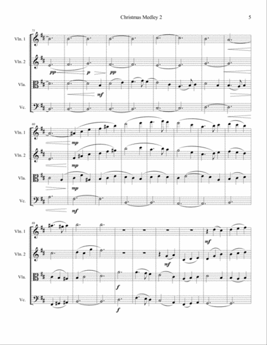 A Second Christmas Medley for String Quartet String Quartet scores gallery preview page 5