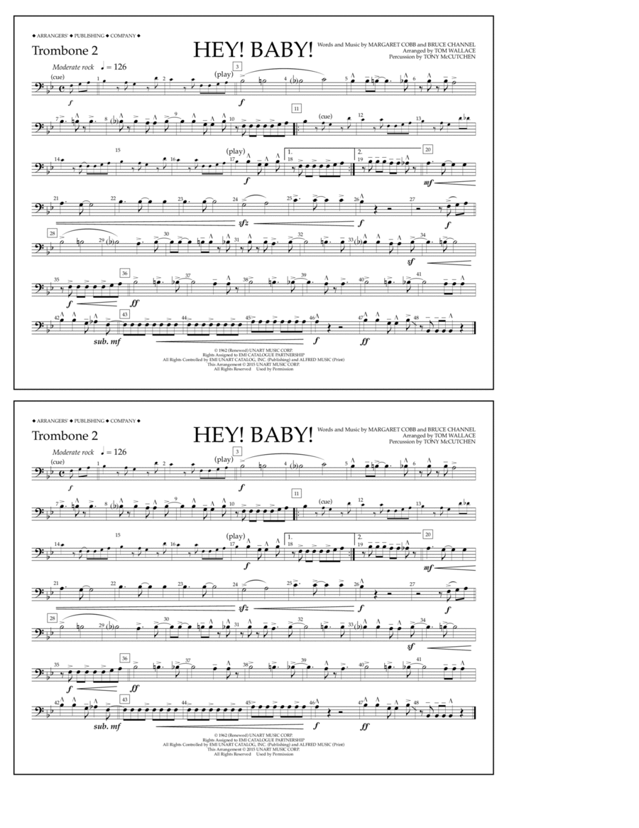 Hey! Baby! - Trombone 2 Hey! Baby! - Trombone 2 Trombone scores gallery preview page 1