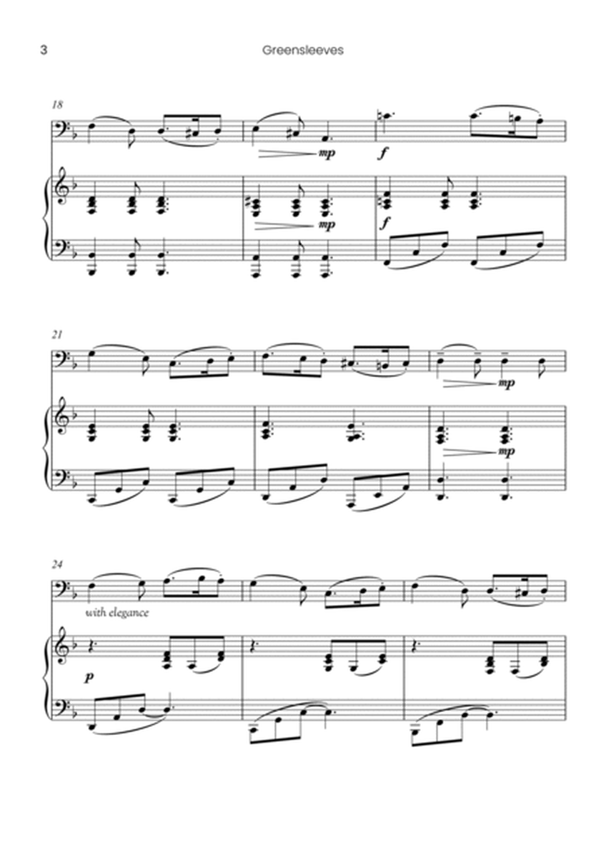 Greensleeves - for solo cello and piano accompaniment (Easy) image number null